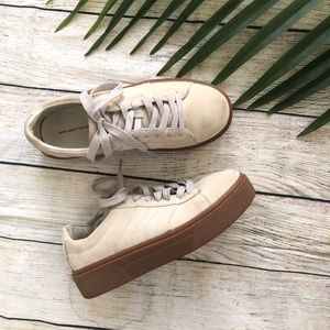 Zara Neutral Suede Platform Sneakers Size 8